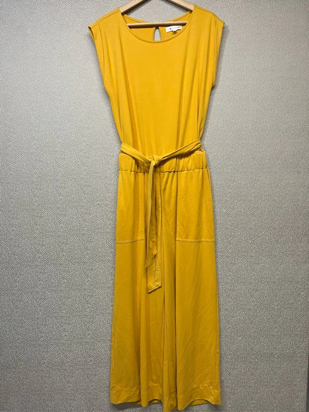 🆕 S Lou & Grey for Loft Mustard Belted Sleeveless Jumpsuit Romper NWT